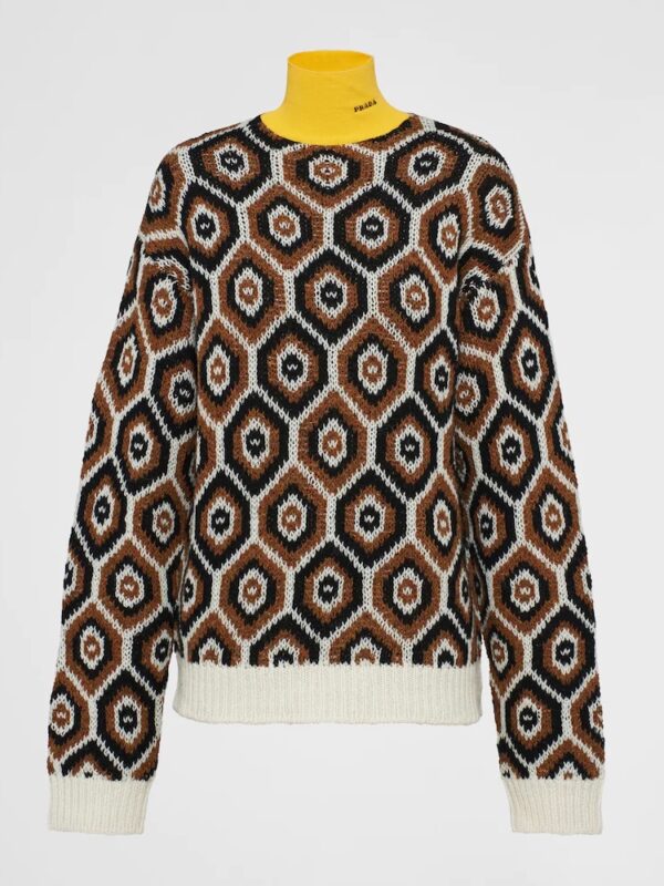 CASHMERE AND WOOL GEOMETRIC SWEATER