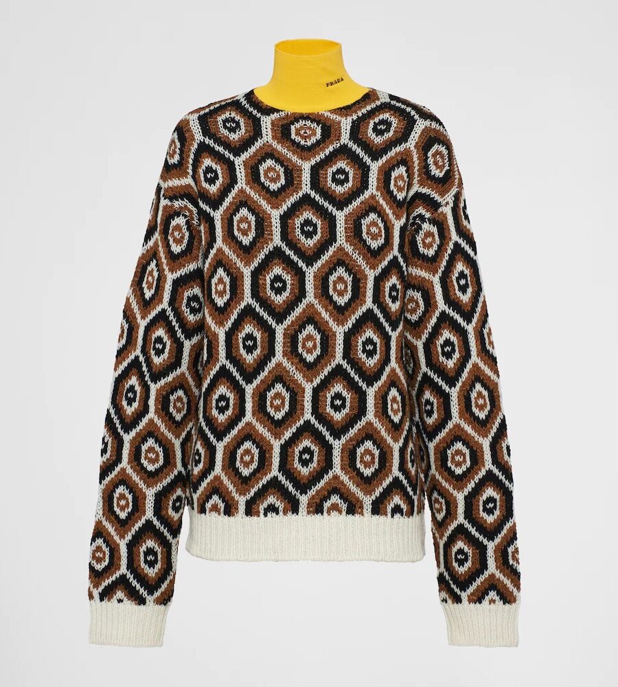 CASHMERE AND WOOL GEOMETRIC SWEATER