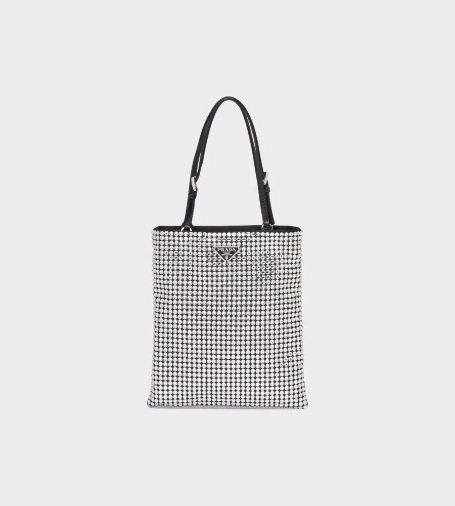 SATIN HANDBAG WITH CRYSTALS