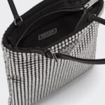 SATIN HANDBAG WITH CRYSTALS