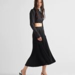 JACQUARD CREPE DE CHINE MIDI SKIRT