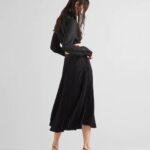 JACQUARD CREPE DE CHINE MIDI SKIRT