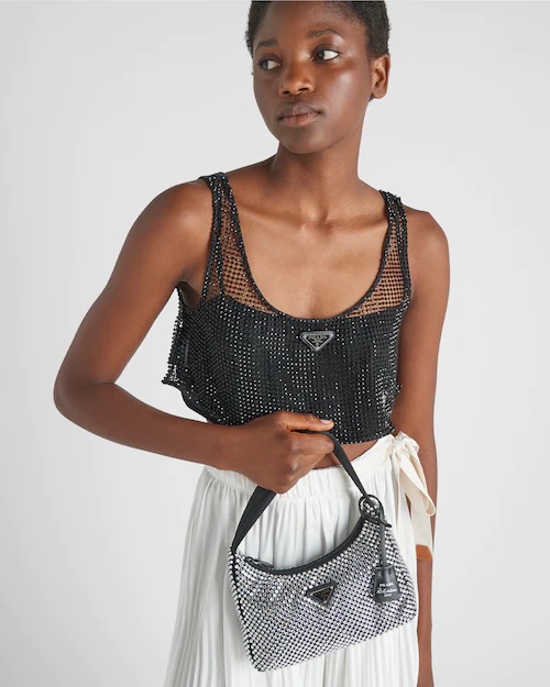 SATIN MINI BAG WITH CRYSTALS
