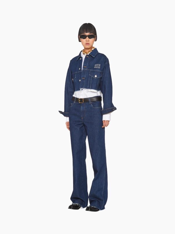 MID RISE LEG DENIM JEANS WITH LOGO
