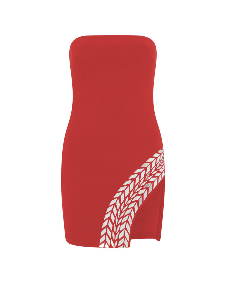 PLEXIGLASS TYRE TRACK SLEEVELESS MINI DRESS