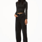 CRYSTAL LOGO TURTLENECK IN STRETCH NYLON