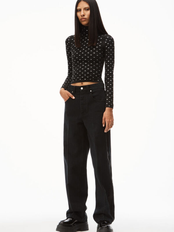 CRYSTAL LOGO TURTLENECK IN STRETCH NYLON
