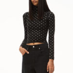 CRYSTAL LOGO TURTLENECK IN STRETCH NYLON