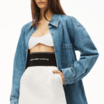 ELASTIC LOGO BAND TAILORED COTTON SKIRT