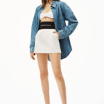 ELASTIC LOGO BAND TAILORED COTTON SKIRT