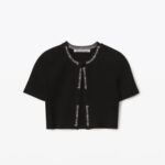 JACQUARD LOGO CARDIGAN IN STRETCH KNIT