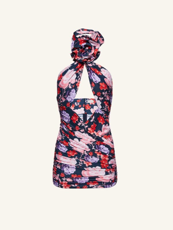CUTOUT HALTER WRAP MINI DRESS