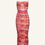 RUCHED FLORAL MIDI DRESS