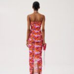 RUCHED FLORAL MIDI DRESS
