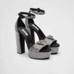 HIGH HEEL SATIN PLATFORMS WITH CRYSTALS