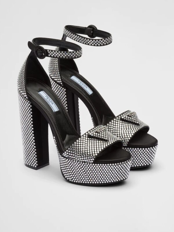 HIGH HEEL SATIN PLATFORMS WITH CRYSTALS