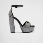 HIGH HEEL SATIN PLATFORMS WITH CRYSTALS