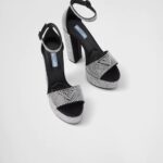 HIGH HEEL SATIN PLATFORMS WITH CRYSTALS