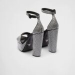 HIGH HEEL SATIN PLATFORMS WITH CRYSTALS