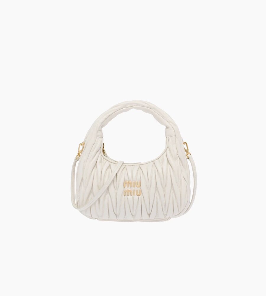 MIU WANDER MATELASSÉ NAPPA LEATHER HOBO BAG