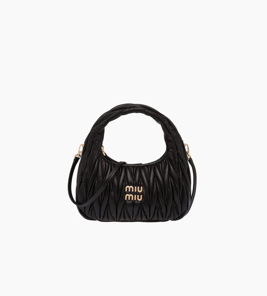 MIU WANDER MATELASSÉ NAPPA LEATHER HOBO BAG