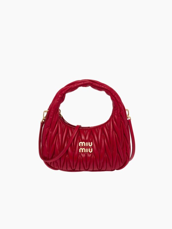 MIU WANDER MATELASSÉ NAPPA LEATHER HOBO BAG
