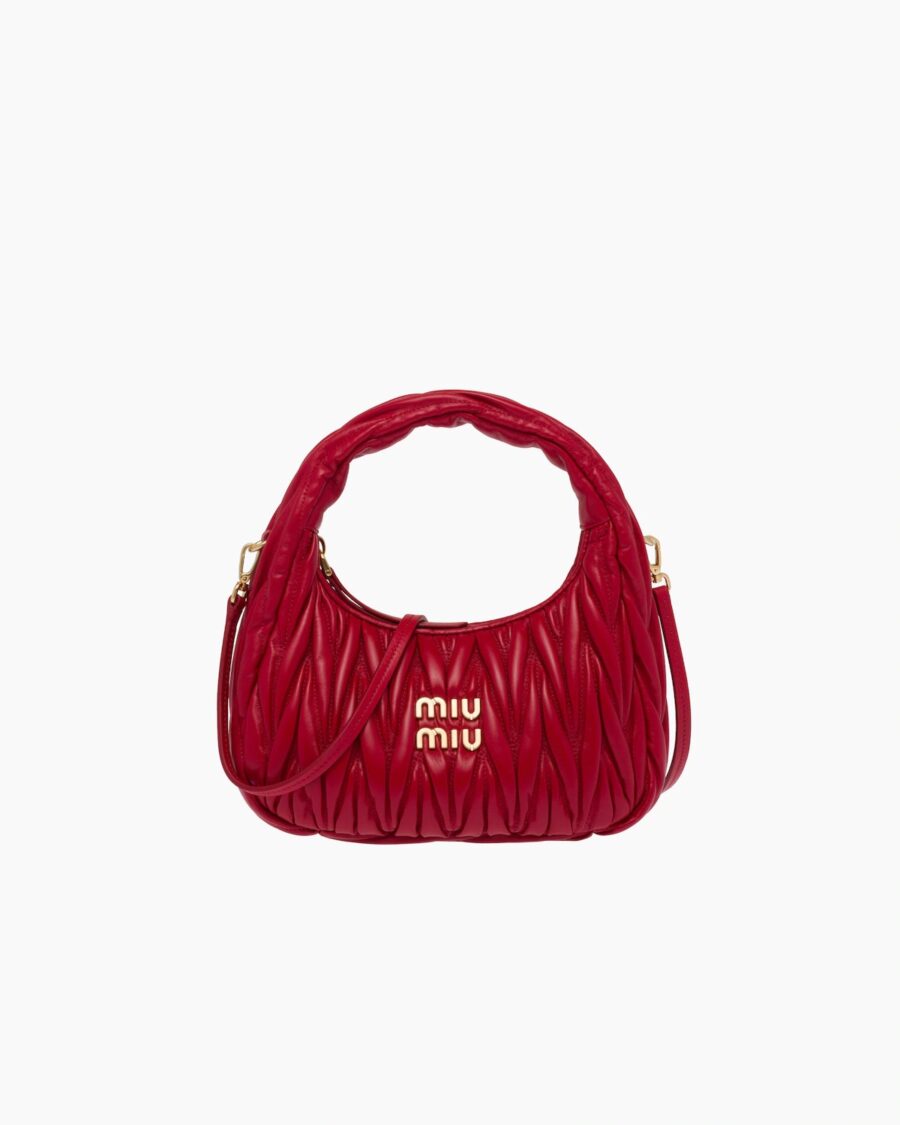MIU WANDER MATELASSÉ NAPPA LEATHER HOBO BAG