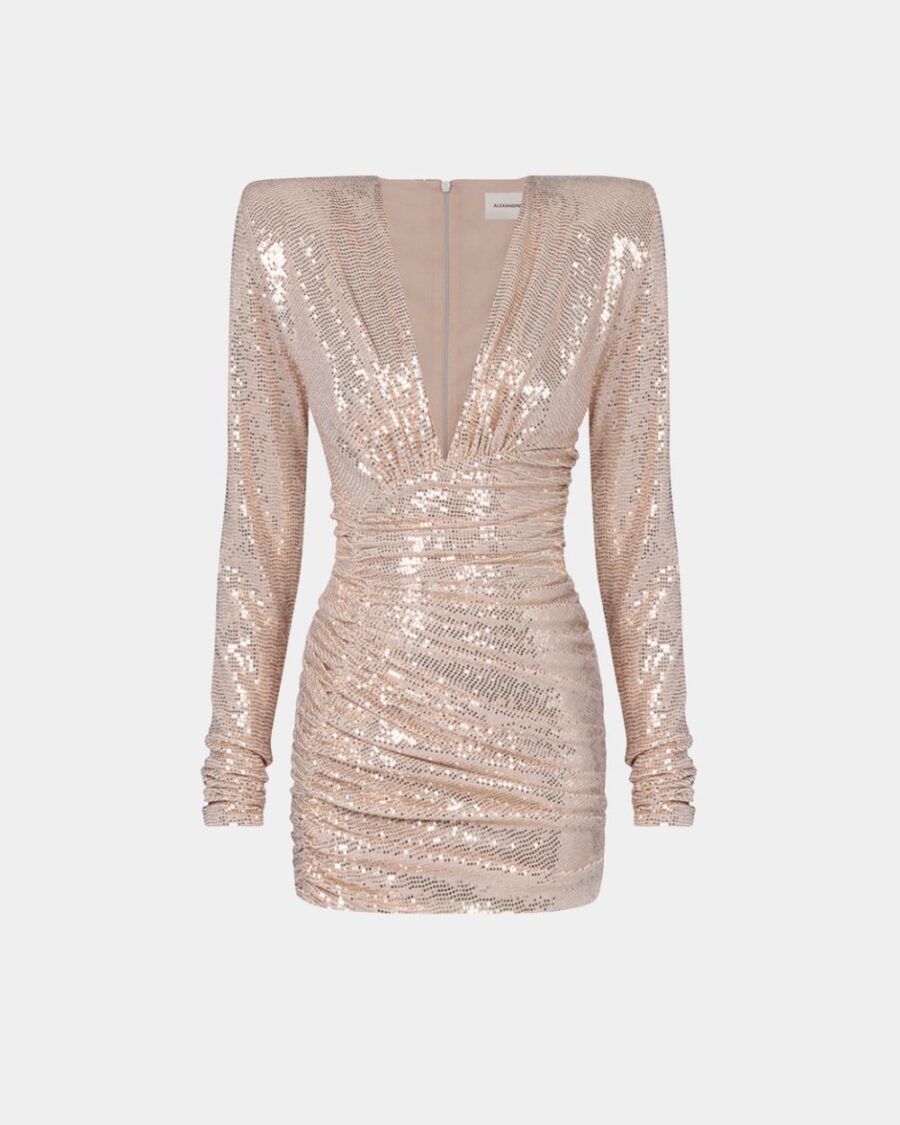 LAMÉ DRAPED MINI DRESS