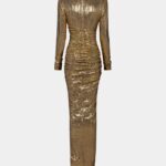 LAMÉ DRAPED MAXI DRESS