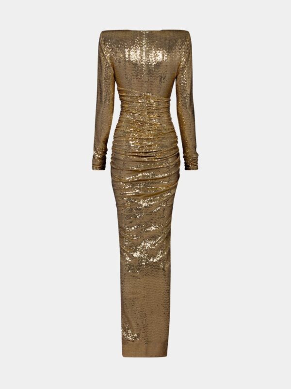 LAMÉ DRAPED MAXI DRESS