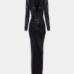 LAMÉ DRAPED MAXI DRESS