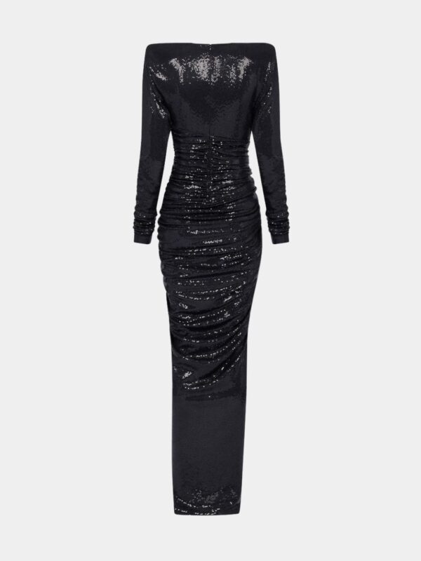 LAMÉ DRAPED MAXI DRESS