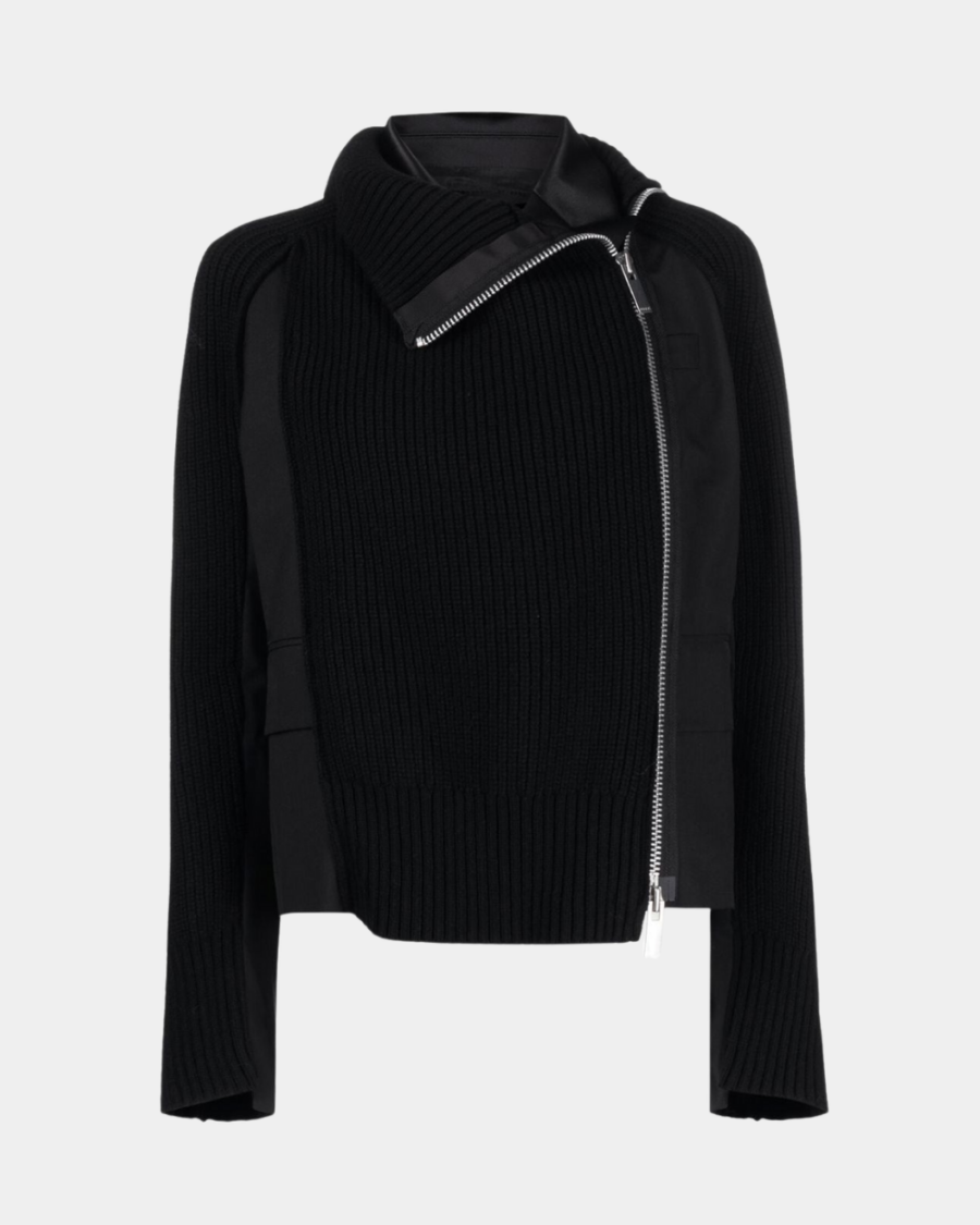 DOUBLE LAYER KNIT AND BLAZER JACKET