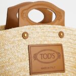 TOD'S BEACH BAG IN RAFFIA AND LEATHER MEDIUM