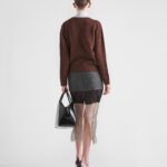 CLOTH AND MESH MIDI SKIRT