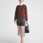CLOTH AND MESH MIDI SKIRT