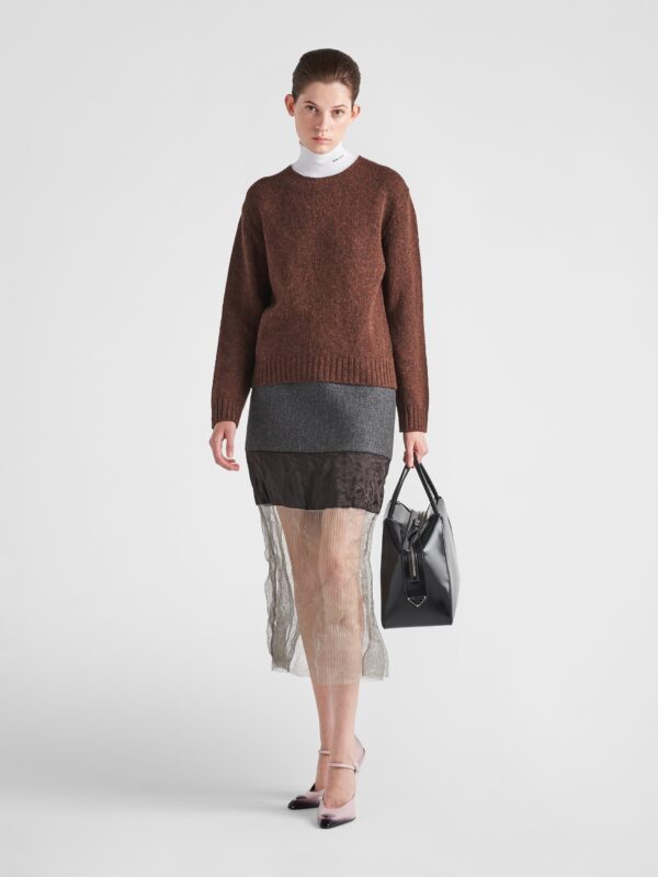 CLOTH AND MESH MIDI SKIRT