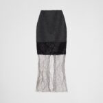 CLOTH AND MESH MIDI SKIRT