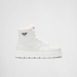LEATHER AND SHEARLING HIGH TOP SNEAKERS