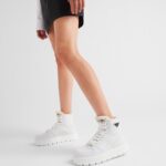 LEATHER AND SHEARLING HIGH TOP SNEAKERS