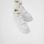 LEATHER AND SHEARLING HIGH TOP SNEAKERS
