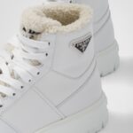 LEATHER AND SHEARLING HIGH TOP SNEAKERS