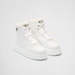 LEATHER AND SHEARLING HIGH TOP SNEAKERS
