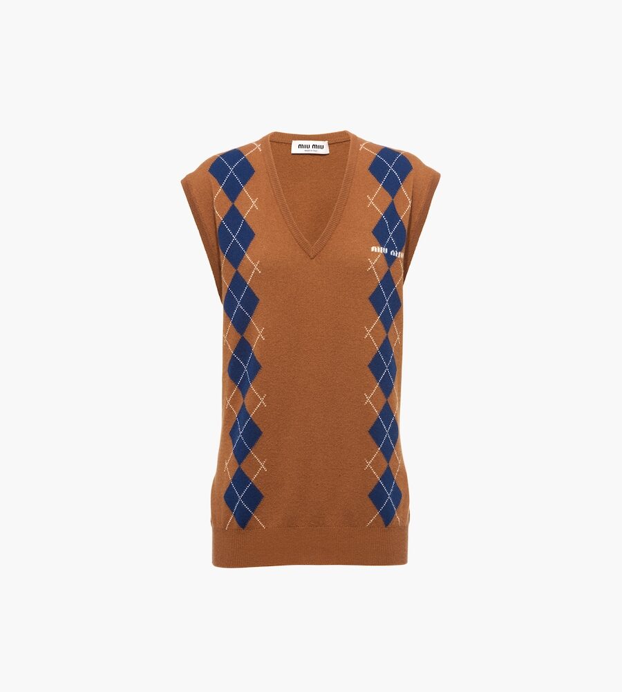INTARSIA CASHMERE VEST