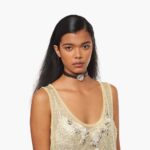 NAPPA LEATHER CHOKER WITH CRYSTALS