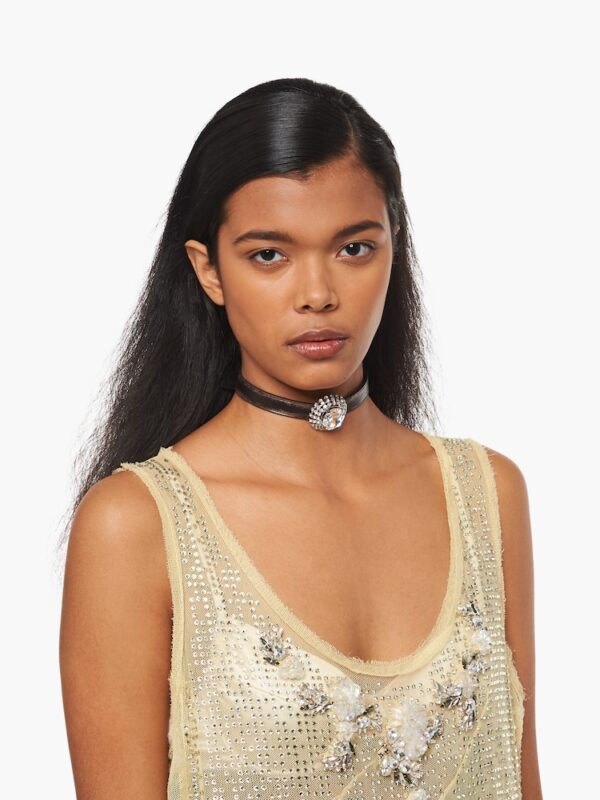 NAPPA LEATHER CHOKER WITH CRYSTALS
