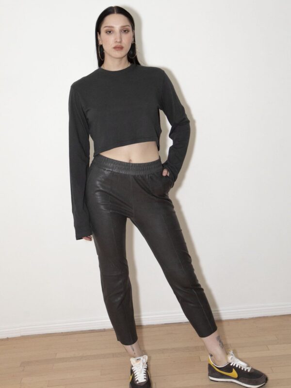 ANTHRACITE LEATHER SLIM JOGGER