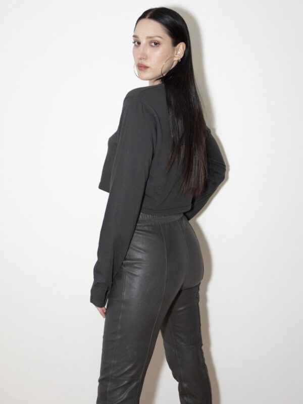 ANTHRACITE LEATHER SLIM JOGGER