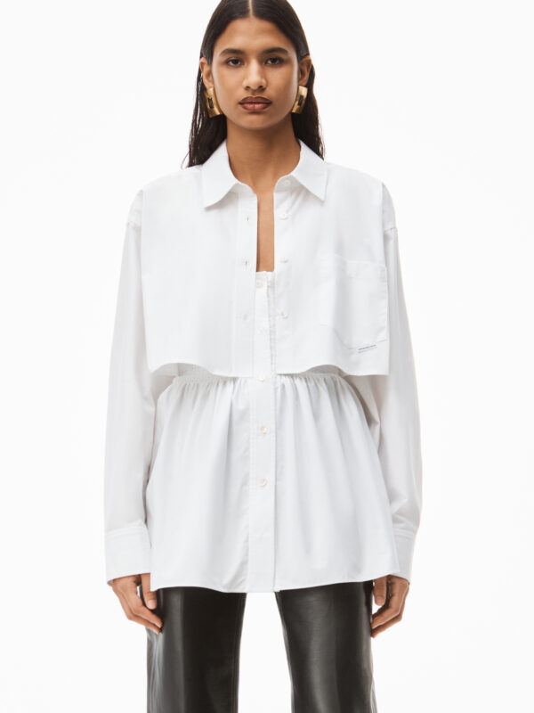 SMOCKED CAMI IN COMPACT COTTON