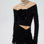 OFF THE SHOULDERS LONG SLEEVE RUCHED BLOUSE